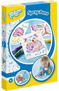 Set creativ de desenat cu sabloane si carioci spray: Spray Pens