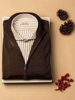 Pachet Cadou Barbati Pulover Fermoar Si Camasa Din Bumbac Bman0304