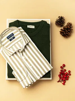 Pachet Cadou Barbati Pulover Si Camasa Din Bumbac Bman0330