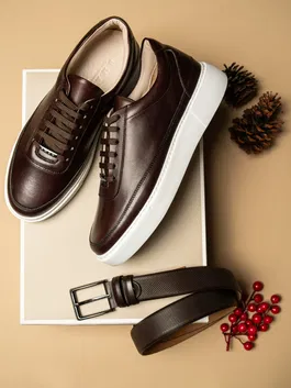 Pachet Cadou Barbati Pantofi Sneakers Si Curea Piele Naturala Bman0355
