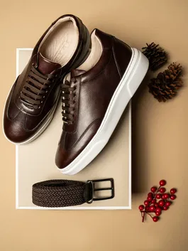 Pachet Cadou Barbati Pantofi Sneakers Si Curea Elastica Bman0356