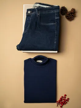 Pachet Cadou Barbati Blugi Denim Si Helanca Bumbac Bman0363