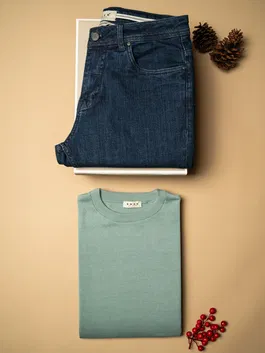 Pachet Cadou Barbati Pulover Bumbac Si Blugi Denim Natural Bman0366