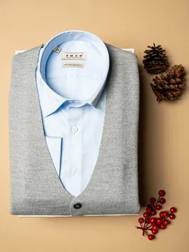 Pachet Cadou Barbati Pulover Tip Cardigan Si Camasa Bumbac Bman0380