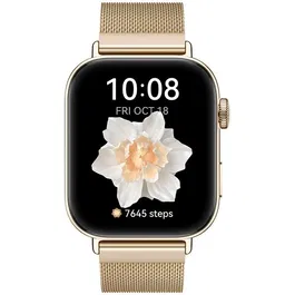 Smartwatch Huawei Watch Fit 3, Gold Body, Gold Milanese Strap