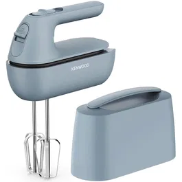 Mixer de mana Kenwood QUICKMIX GO HMP40.000GY, 350 W, 5 viteze, 2 teluri si 2 carlige din inox, lingura masurare, carcasa depozitare accesorii, albastru