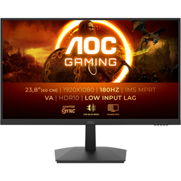 Monitor Gaming AOC, 23.8, VA, FHD, 180Hz, 4ms, 1ms, HDR10, FlickerFree, HDMI, DisplayPort, 24G15N2, Negru