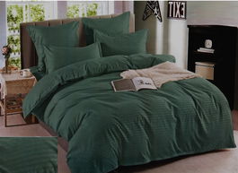 SET 6 Piese Lenjerie de pat din Damasc - pat dublu, culoare Verde