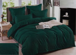 SET 6 Piese Lenjerie de pat din Damasc - pat dublu, culoare Verde inchis