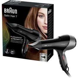 Uscator de par Braun Satin Hair HD780 Professional SensoDryer, cu senzor de caldura si duza profesionala, 2000W, Negru