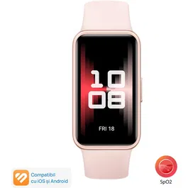Bratara fitness Huawei Band 9, Charm Pink Body with Charm Pink Fluoroelastomer Strap