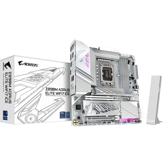 Placa de baza GIGABYTE Z890M A ELITE WF7 ICE, LGA1851, DDR5, BT, Wi-Fi, Micro ATX, Alb