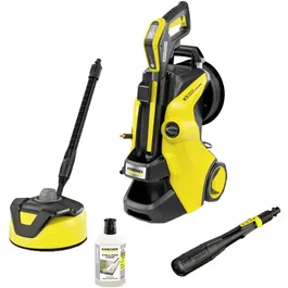 Aparat de spalat cu presiune Karcher K 5 Premium Smart Control Home,2100 W, motor racit cu apa, 145bar, 500 l/h debit maxim, furtun de presiune 10 m, sistem Plug 'n' Clean pentru detergent , perie exterior T5 , detergent exterior 0.5L, bluetoot