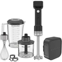 Mixer vertical cu accesorii KitchenAid Go Cordless 5KHBRV75BM, cu baterie, Negru mat
