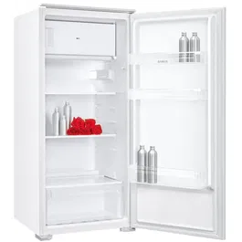 Frigider incorporabil Samus SFBI224E, cu 1 usa si 3 rafturi, 181 litri, clasa E, alb, inaltime 123 cm, termostat reglabil, lumina interioara tip LED, picioare reglabile