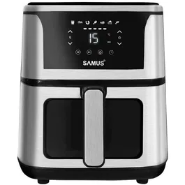 Friteuza cu aer cald Samus AF5-S1400DW, 1400 W, 5 L, Display led, Timer 60 min, 7 Programe, Fry Force 360°, Touch Control, Negru/Argintiu