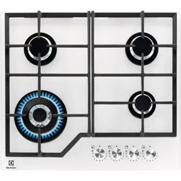 RESIGILATA ! Plita incorporabila pe gaz Electrolux KGG64362W, 60 cm, Gratare fonta, Aprindere electrica, Arzator Wok, Alb, suprafata sticla
