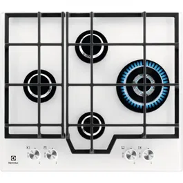 Plita incorporabila Electrolux GME363NV, 60 cm, gaz, Gratare fonta, Aprindere electrica, Alb