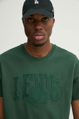 Levi's Tricou Din Bumbac Barbati, Culoarea Verde, Cu Imprimeu