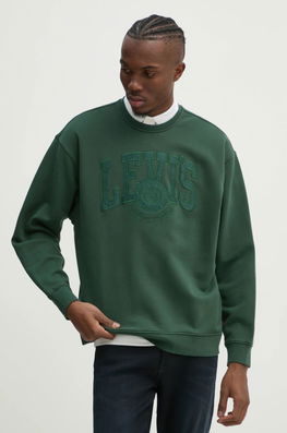 Levi's Hanorac De Bumbac Barbati, Culoarea Verde, Cu Imprimeu