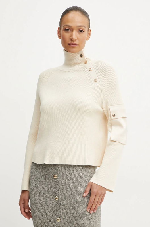 Liu Jo Pulover Femei, Culoarea Bej, Light, Cu Guler, WF4475 MS99E