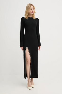FROM FUTURE Rochie Din Lana Culoarea Negru, Maxi, Mulata, WRO02313