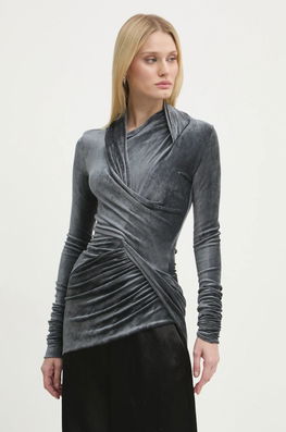 Rick Owens Lilies Bluză De Catifea Culoarea Gri, Neted, LI02D5203VST