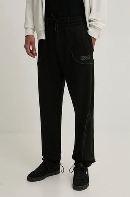 Hugo Blue Pantaloni De Trening Din Bumbac Culoarea Negru, Cu Imprimeu, 50521678