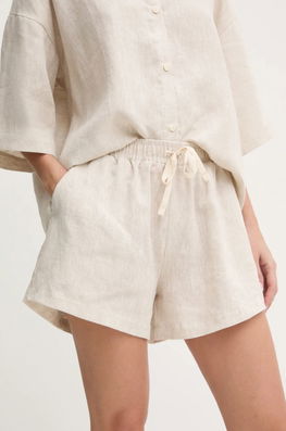 JOYINME Pantaloni Scurti Din In Summer Break Culoarea Bej, Neted, High Waist, Summer Break