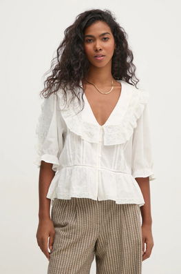 Hoss Intropia Bluza Din Bumbac Femei, Culoarea Alb, Neted, 5878039