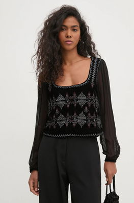 Hoss Intropia Bluza Femei, Culoarea Negru, Cu Imprimeu, 6288731