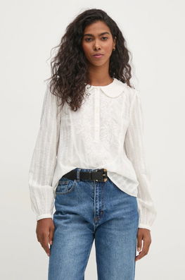 Hoss Intropia Bluza Din Bumbac Femei, Culoarea Alb, Cu Imprimeu, 6288714
