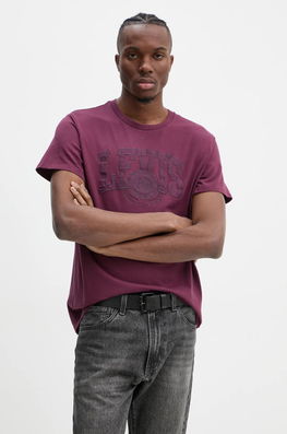 Levi's Tricou Din Bumbac Barbati, Culoarea Violet, Cu Imprimeu