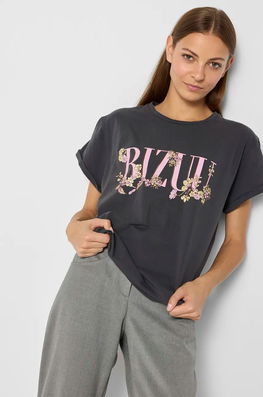 Bizuu Tricou Din Bumbac OVERA Femei, Culoarea Gri, OVERA_SZARY_AW24