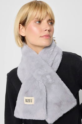 Bizuu Fular FLUFFY Femei, Culoarea Gri, Neted, FLUFFY SZARY AW24