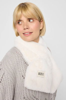 Bizuu Fular FLUFFY Femei, Culoarea Bej, Neted, FLUFFY KREMOWY AW24
