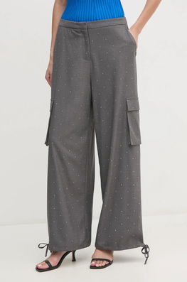Gaudi Pantaloni Femei, Culoarea Gri, Drept, High Waist, 421FD25004