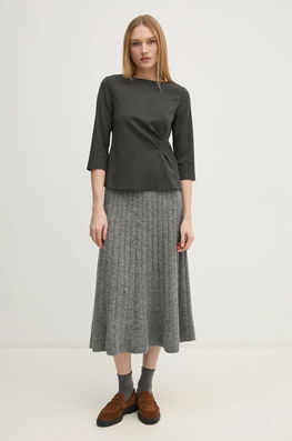 Pedro Del Hierro Fusta Din Amestec De Lana Culoarea Gri, Midi, Evazati, 7598314