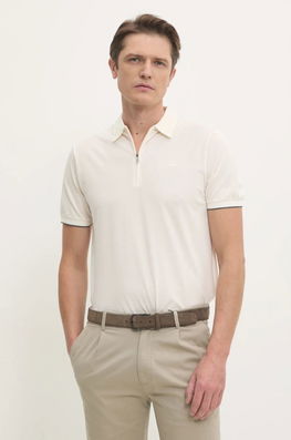 Hackett London Polo De Bumbac Culoarea Bej, Neted, HM563379