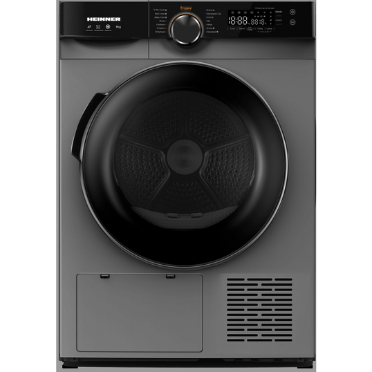 Uscator de rufe Heinner HHPD-M8K3SA++, Pompa de caldura, 8 kg, 14 programe, Clasa A++, Display LED, Functie Start intarziat, Functie Anti-Sifonare, Iluminare cuva, Argintiu