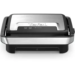 Gratar electric multifunctional Tefal Inicio Compact Grill GC270D10, 1000W, suprafata antiaderenta de gatit 23x14.5 cm, depozitare verticala, depozitare cablu, tavita suc detasabila, negru
