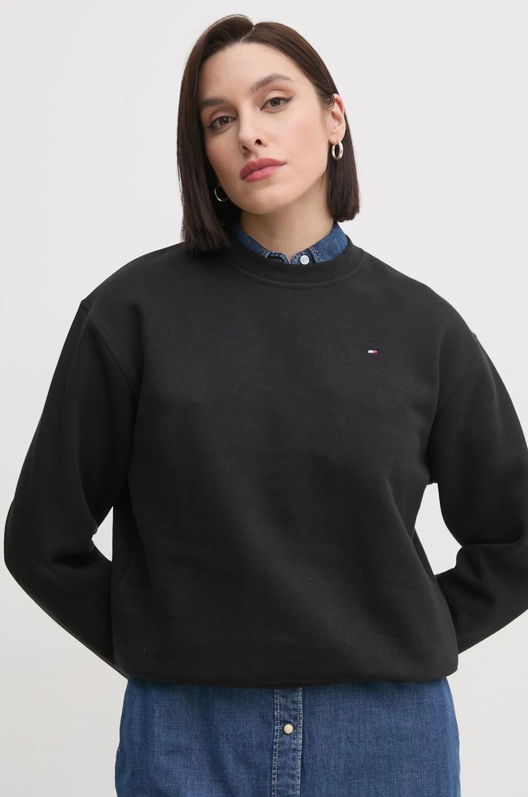 Tommy Hilfiger Hanorac De Bumbac Femei, Culoarea Negru, Neted