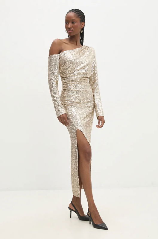 Answear Lab Rochie Culoarea Auriu, Maxi, Mulata
