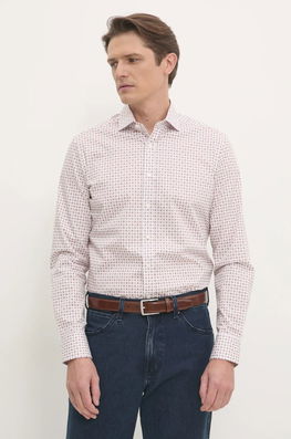 Hackett London Camasa Barbati, Culoarea Alb, Cu Guler Clasic, Slim, HM3010132