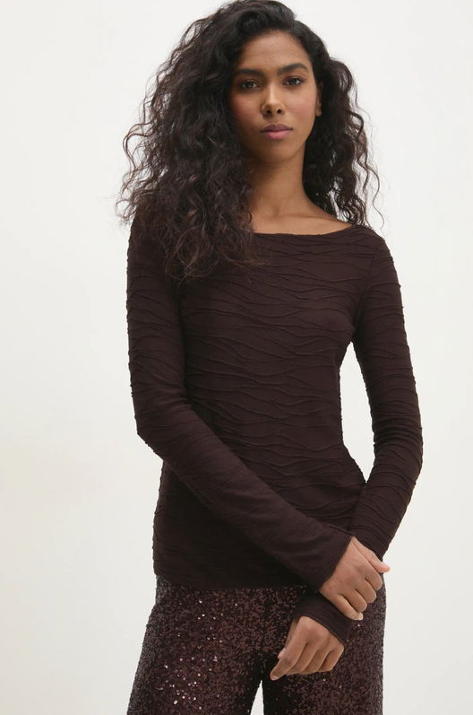 Answear Lab Bluza Femei, Culoarea Maro, Neted