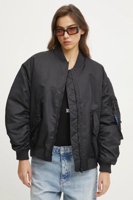 Hugo Blue Geaca Bomber Femei, Culoarea Negru, De Tranzitie, 50530502
