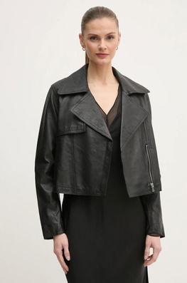 OUI Geaca De Piele Femei, Culoarea Negru, De Tranzitie, 90008