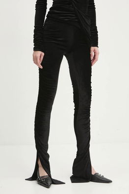 Rick Owens Lilies Pantaloni De Catifea Culoarea Negru, Mulata, High Waist, LI02D5335VST