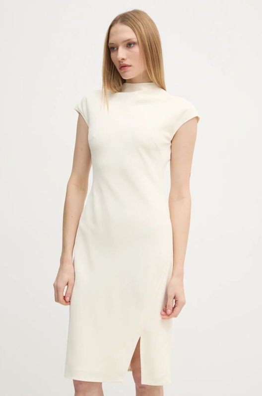 Calvin Klein Rochie Culoarea Bej, Mini, Mulată, K20K208091