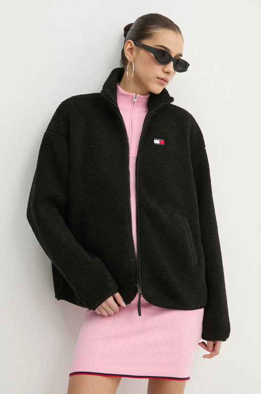 Tommy Jeans Hanorac Fleece Culoarea Negru, Uni, DW0DW20174